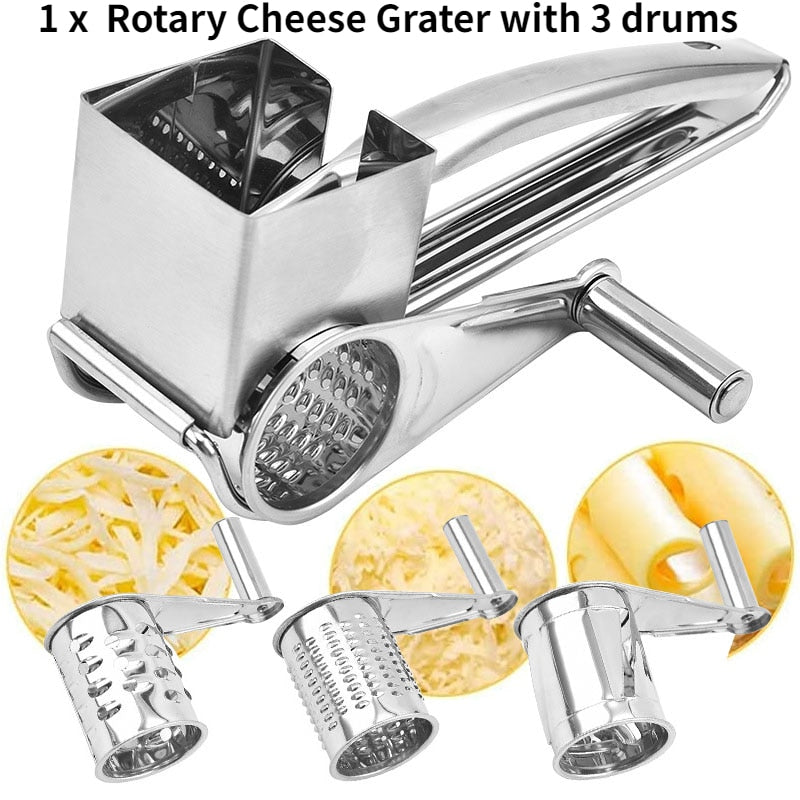 Stainless Steel Rotary Cheese Grater Set