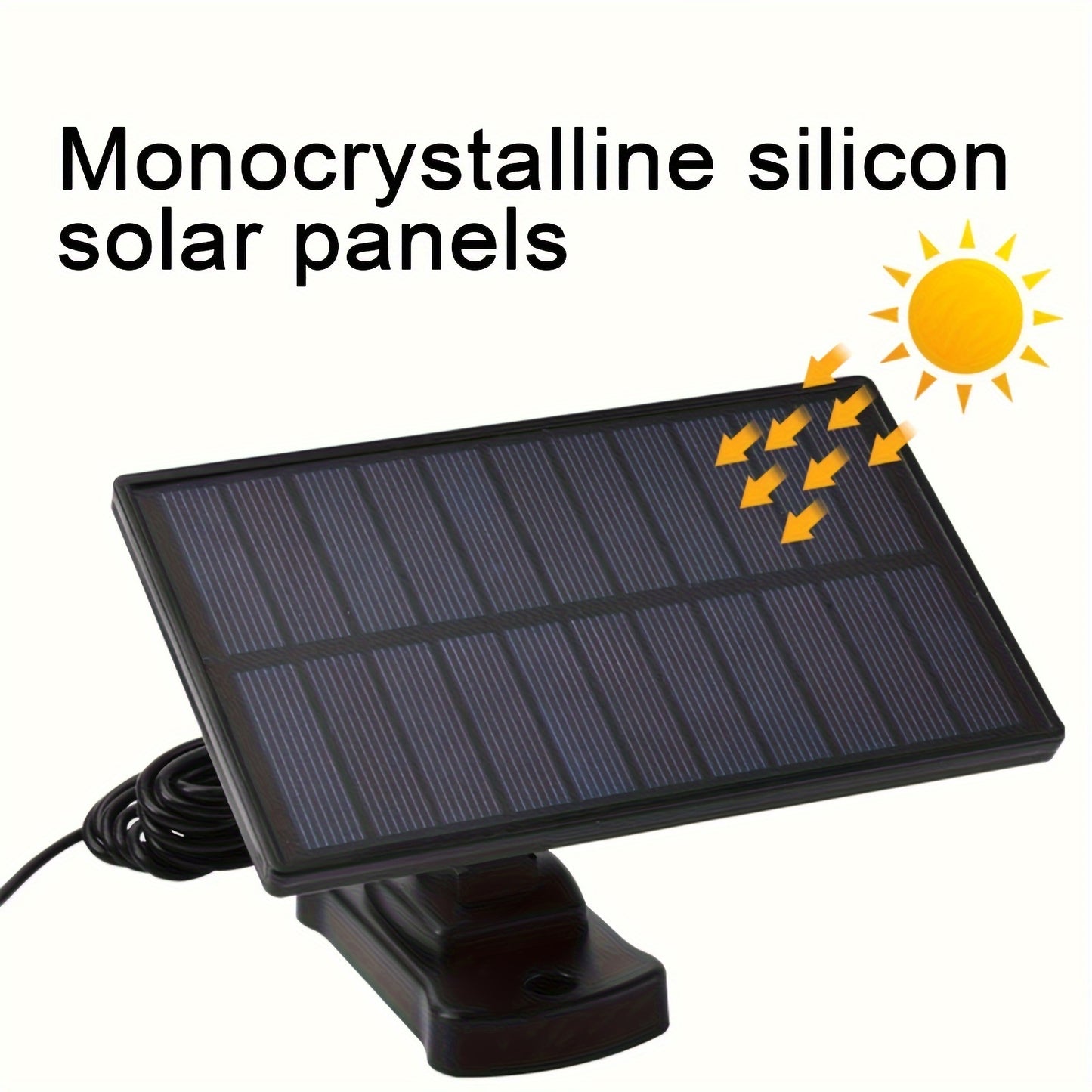 Solar Security Light with Motion Sensor - 3 Head 122 LED Adjustable Light, Semi-Recessed Plastic Wall Sconce, Remote Control, Solar Powered 2400mAh Li-Ion Battery, Non-Removable Photovoltaic Panel - Includes Light Source.