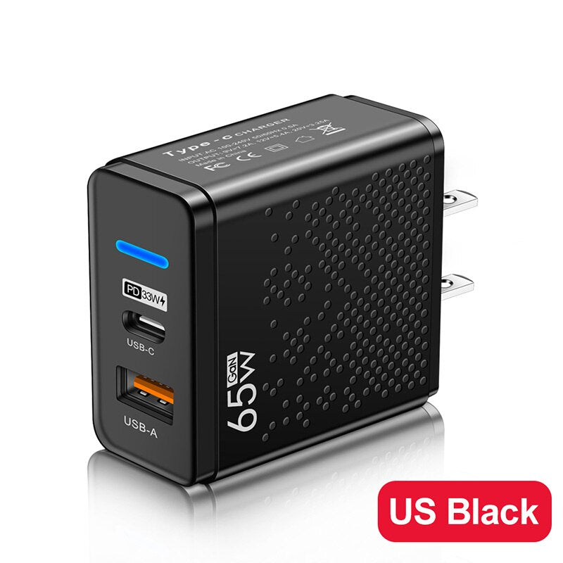 65W 5 Ports GaN USB Quick Charger PD