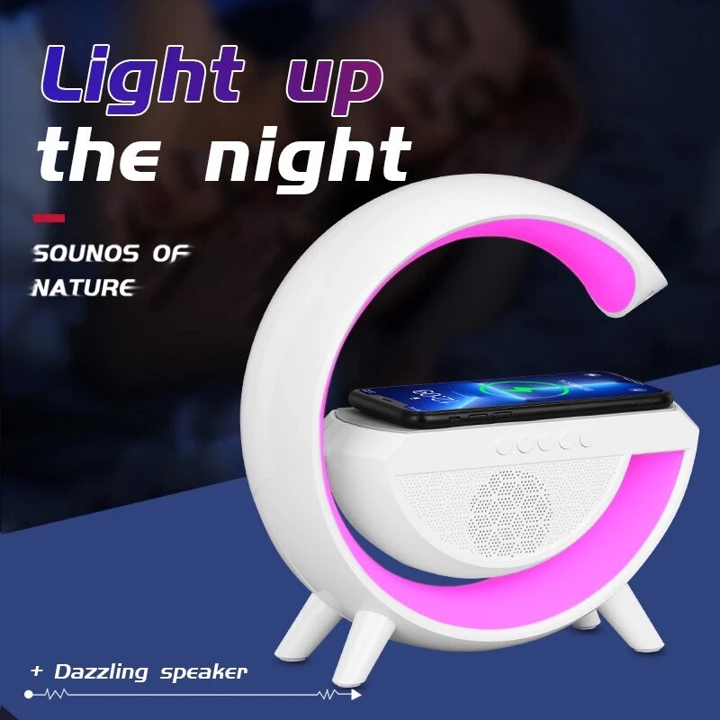 Multifunctional Wireless Charger Stand Pad with Speaker TF RGB Night Light Fast Charging Station for iPhone 11 12 13 14 Samsung