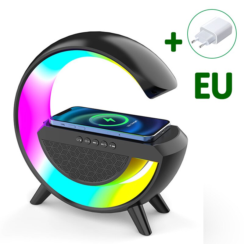 Multifunctional Wireless Charger Stand Pad with Speaker TF RGB Night Light Fast Charging Station for iPhone 11 12 13 14 Samsung