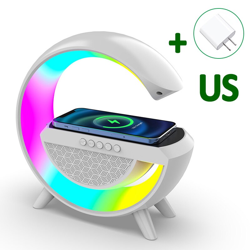 Multifunctional Wireless Charger Stand Pad with Speaker TF RGB Night Light Fast Charging Station for iPhone 11 12 13 14 Samsung