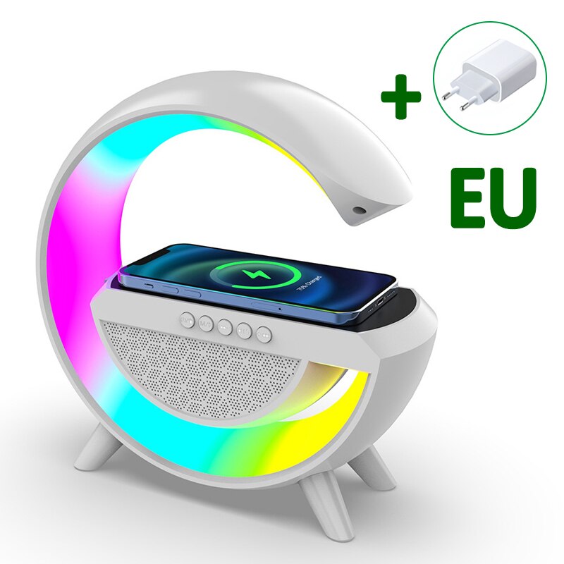 Multifunctional Wireless Charger Stand Pad with Speaker TF RGB Night Light Fast Charging Station for iPhone 11 12 13 14 Samsung