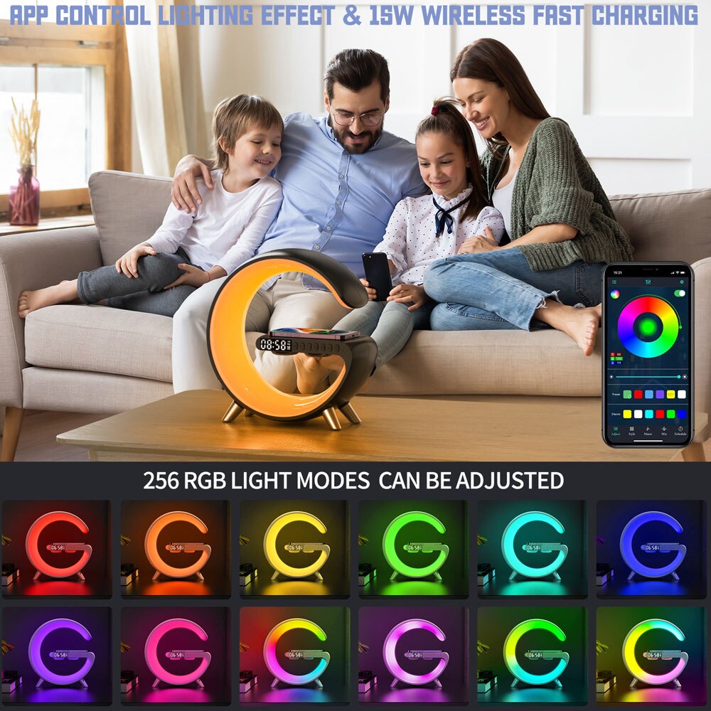 LED G Smart  Light with Wireless charging&Bluetooth Speaker