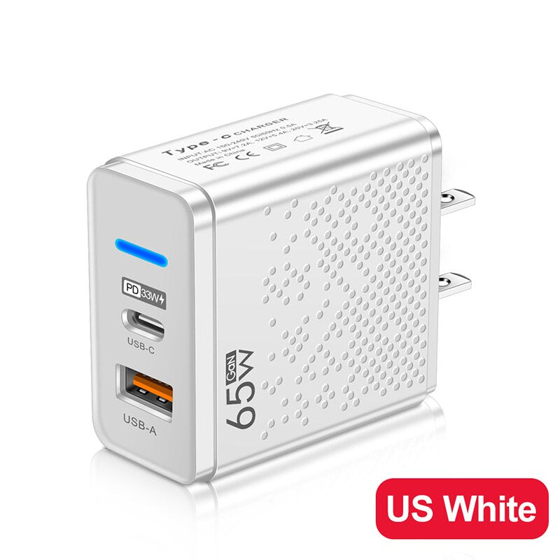 65W 5 Ports GaN USB Quick Charger PD