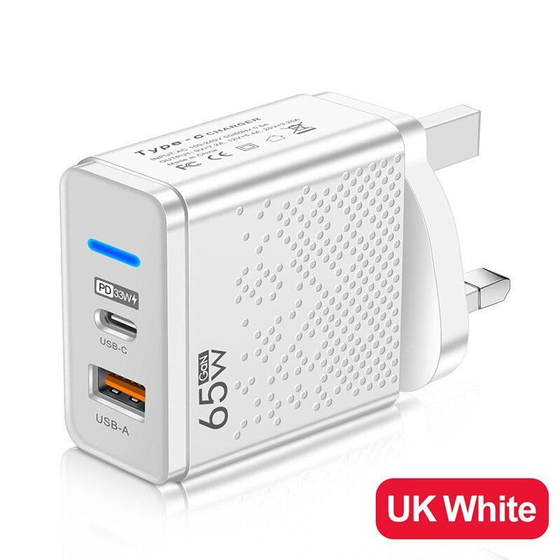 65W 5 Ports GaN USB Quick Charger PD