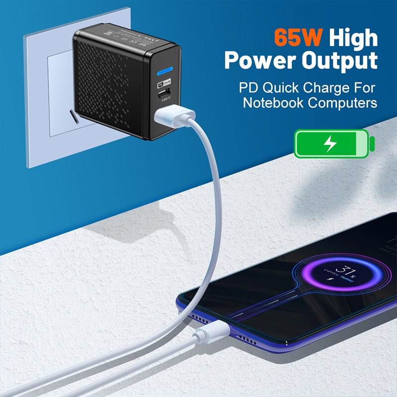 65W 5 Ports GaN USB Quick Charger PD