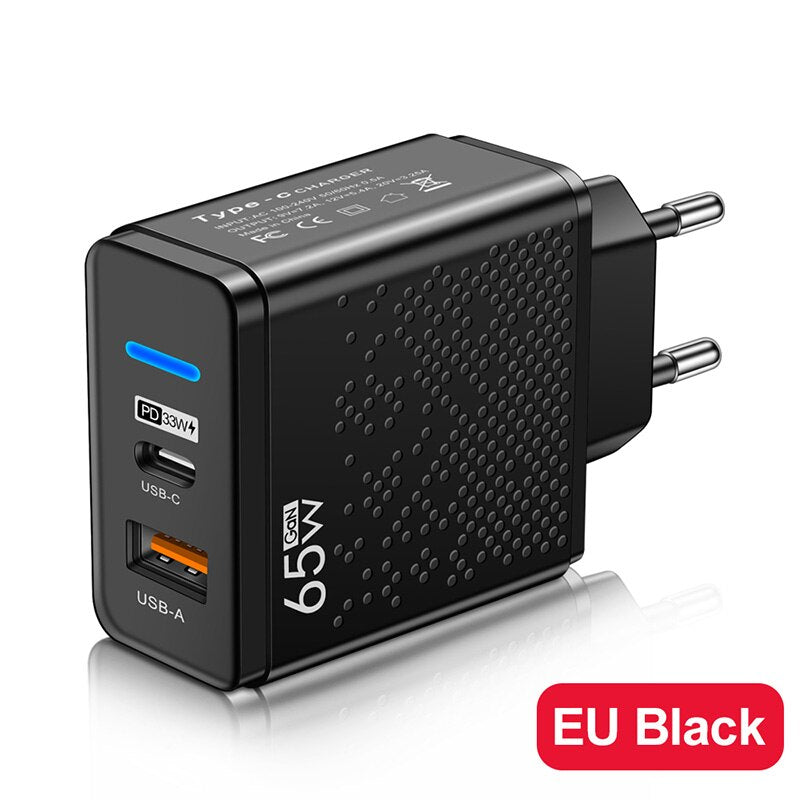 65W 5 Ports GaN USB Quick Charger PD