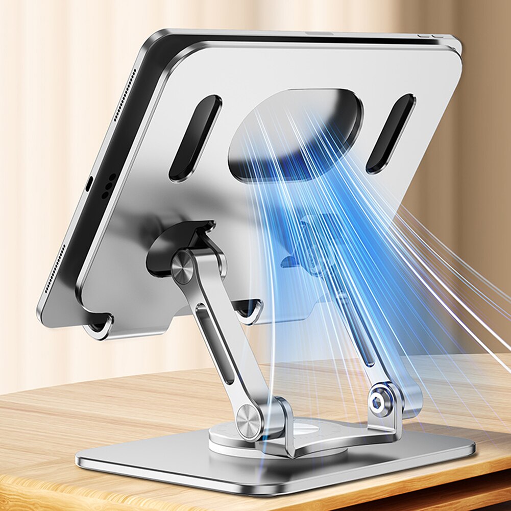 Foldable Mobile Phone Holder 360 Degree Rotating Hollowed Tablet Stand Holder Anti Slip Tablet Holder Height Adjustable for iPad