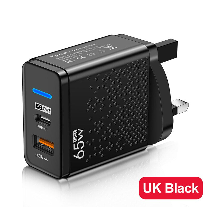 65W 5 Ports GaN USB Quick Charger PD